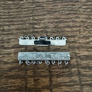 Vintage Sterling Silver Engraved Bar Clasp | Multi-Strand (8)